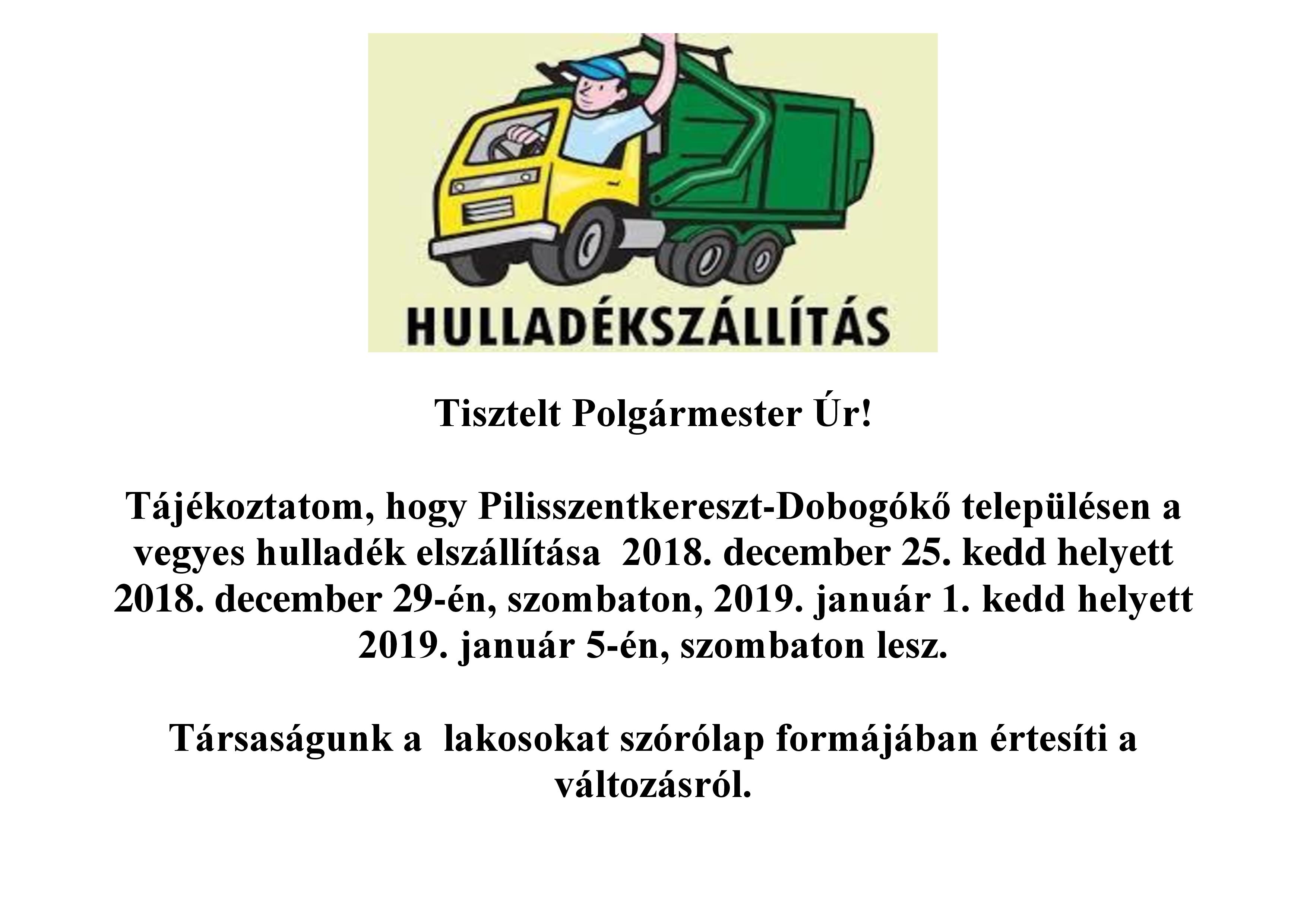 Vegyes hulladék elszállítás