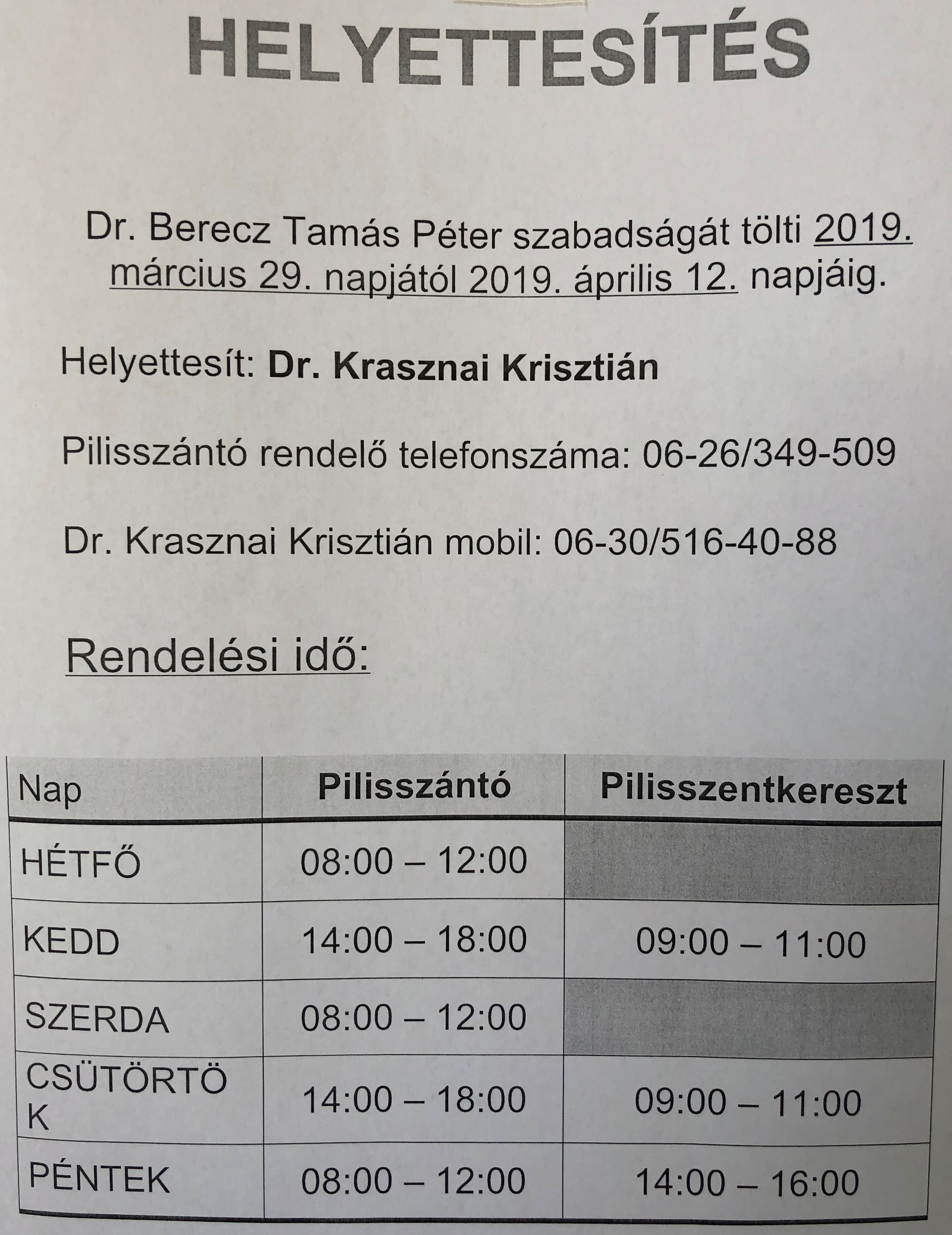 Háziorvosi helyettesítés